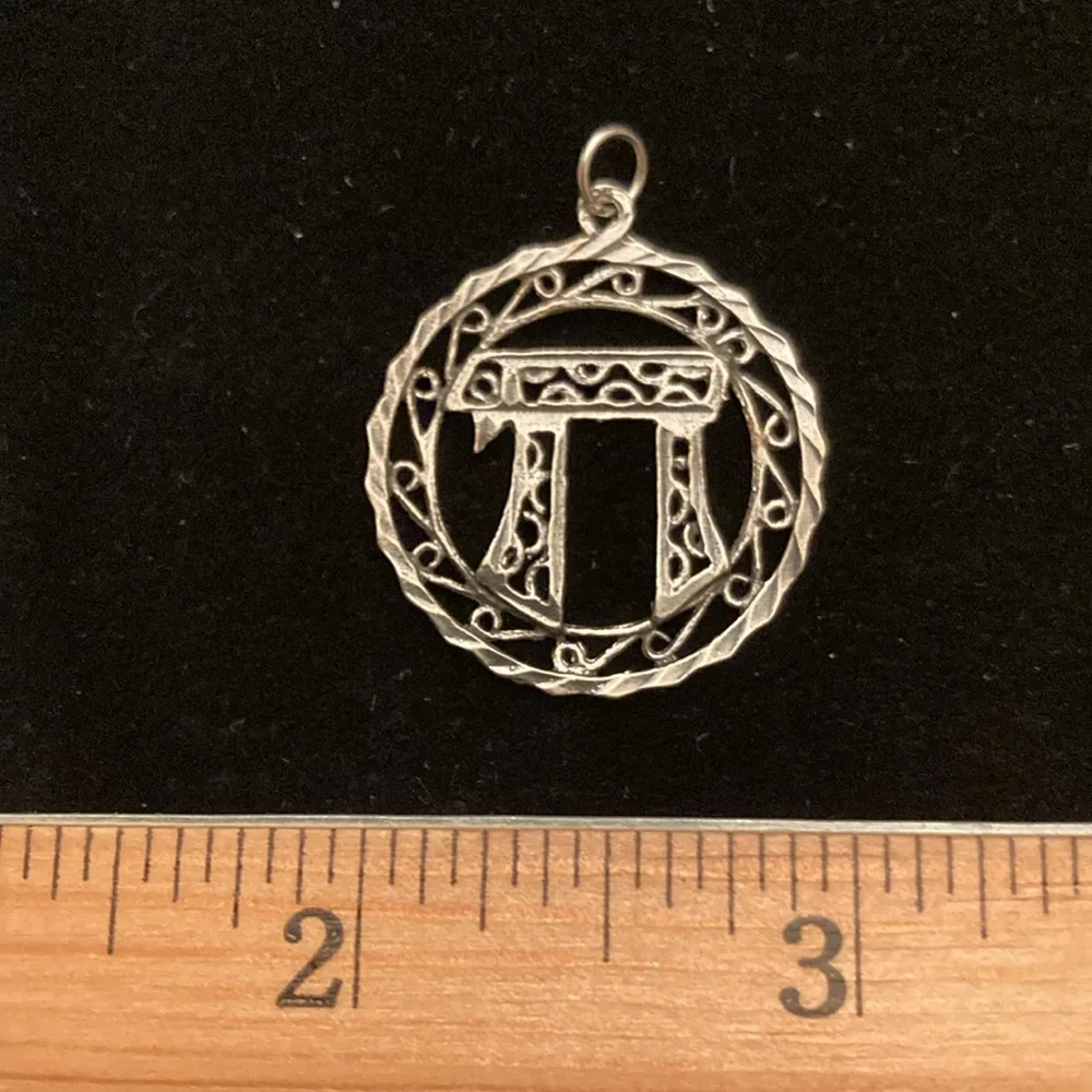 Large Silver Filagree Chai “Life” Pendant; Unmarked